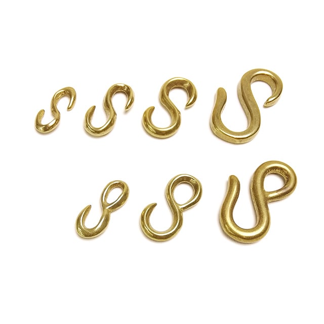 レザークラフト金具の真鍮製 / Sカン (全7種類)