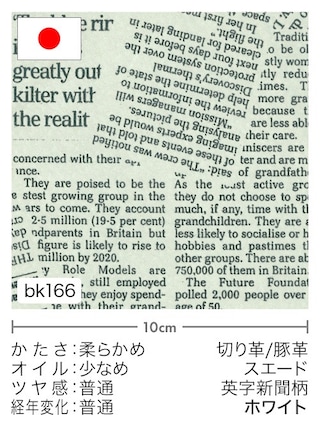【切り革】豚革 / スエード / 英字新聞柄 (ホワイト)