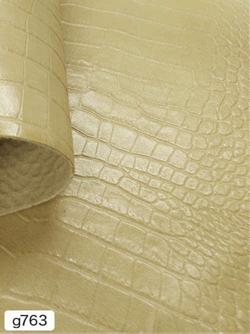 【半裁ハーフ】牛クロム革 / ワニ型押し / 1.2mm (サンドカーキ)