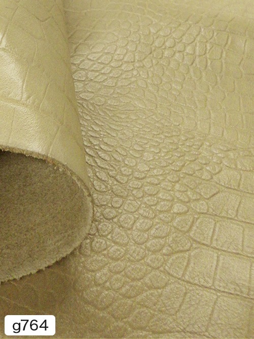 【半裁ハーフ】牛クロム革 / ワニ型押し / 1.2mm (サンドカーキ)