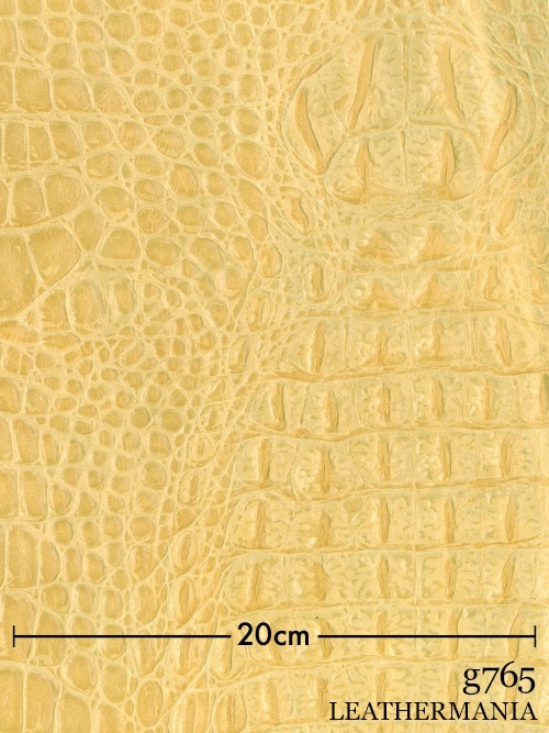 【半裁ハーフ】牛クロム革 / ワニ型押し / 1.0mm (クリームイエロー)