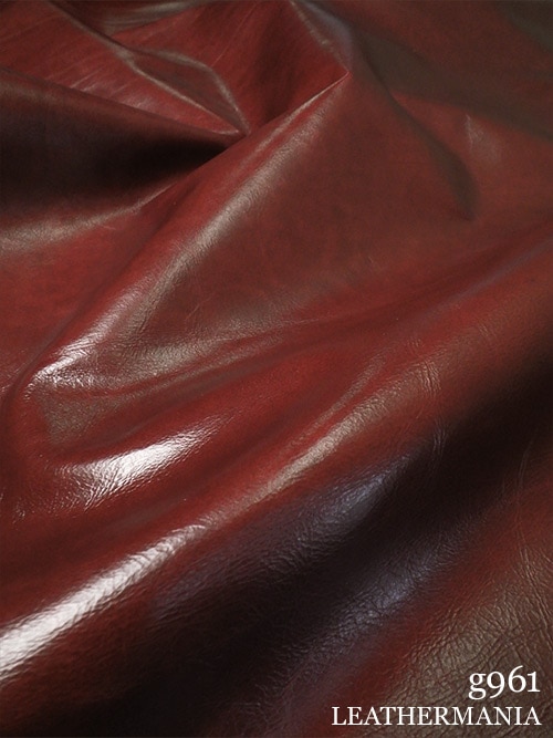 【半裁】牛クロム革 / アンティーク / 0.8mm (レッド)