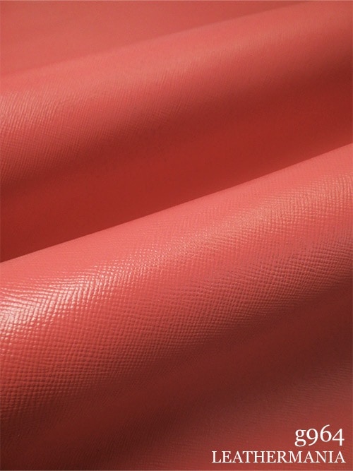 【半裁】牛クロム革 / 角シボ型押し / 1.6mm (リビングコーラル)