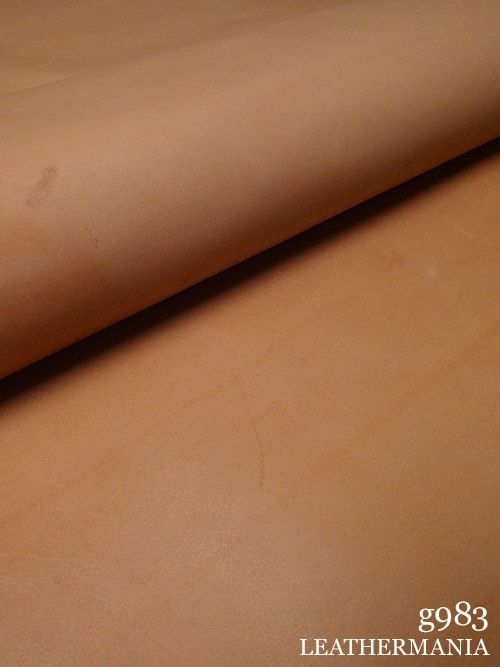 【半裁】牛クロム革 / 素上げ調 / 1.5mm (ライトオレンジ)