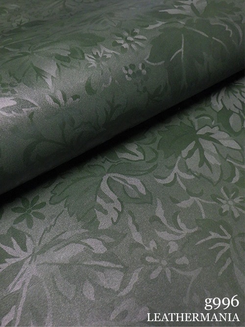【半裁ハーフ】牛クロム革 / 植物柄型押し / 1.2mm (グリーン)
