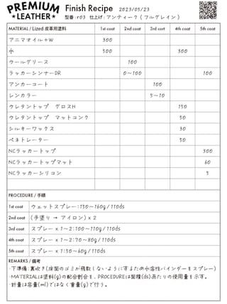 【レシピ】プレミアムレザー / アンティーク仕上げ