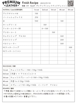 【レシピ】プレミアムレザー / プルアップ仕上げ