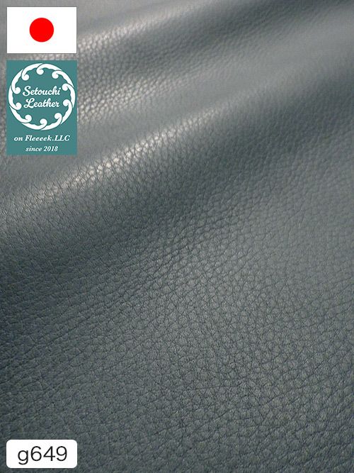 【半裁】牛クロム革 / 瀬戸内レザー / 素上げ / 1.3mm (サックスブルー) [50%OFF]