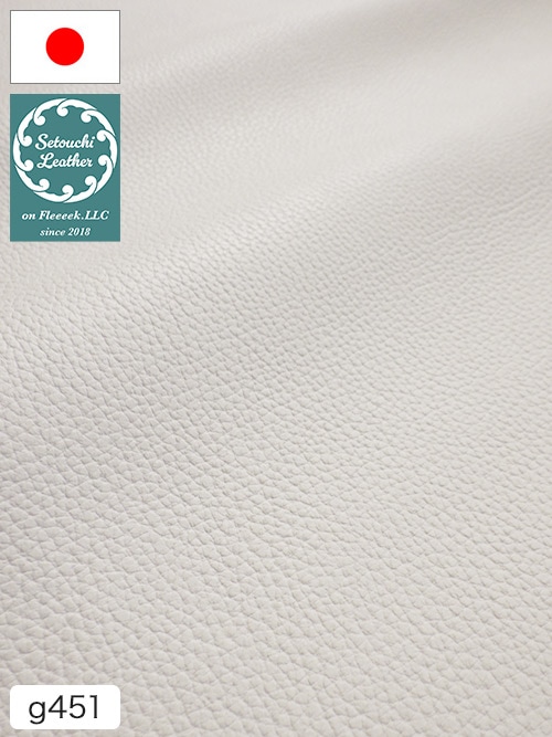 【半裁】牛クロム革 / 瀬戸内レザー / シボ型押し / 1.3mm (ホワイト) [50%OFF]