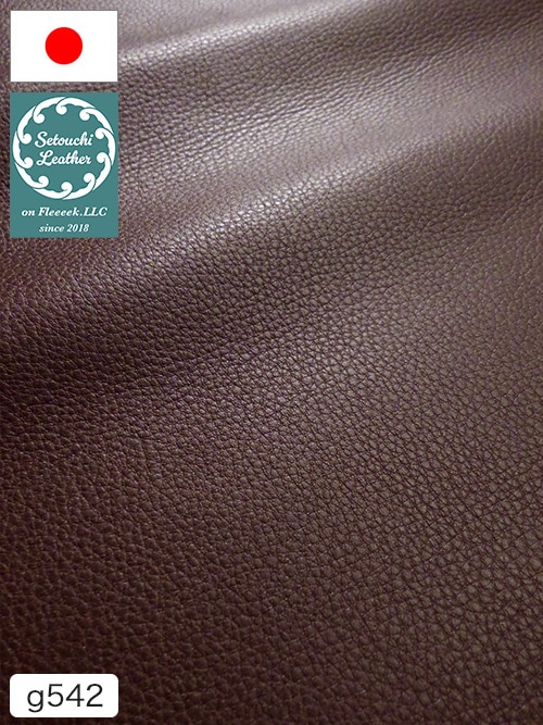 【半裁】牛クロム革 / 瀬戸内レザー / シュリンク / 1.3mm (ボルドー) [50%OFF]
