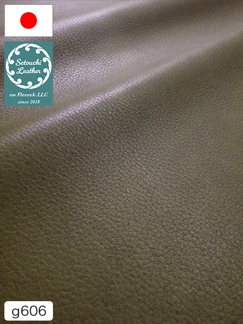 【半裁】牛クロム革 / 瀬戸内レザー / 素上げ / 1.3mm (グリーン) [50%OFF]