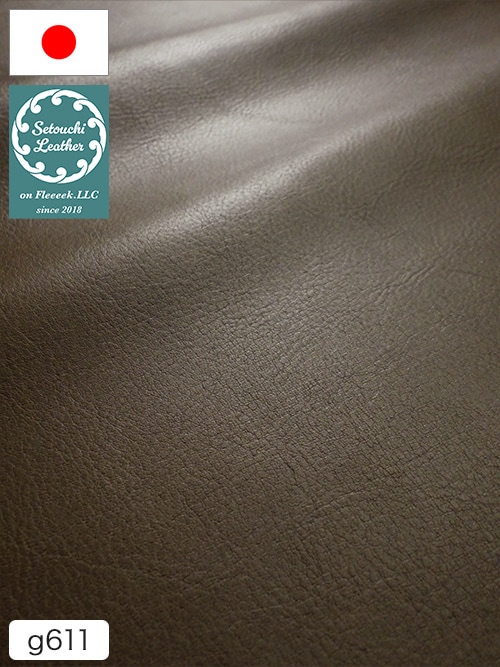 【半裁】牛クロム革 / 瀬戸内レザー / アンティーク / 1.3mm (オリーブ) [50%OFF]