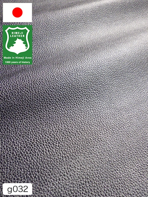 【半裁】牛クロム革 / 姫路レザー / シボ型押し / 1.0mm (ブラック×銀) [50%OFF]