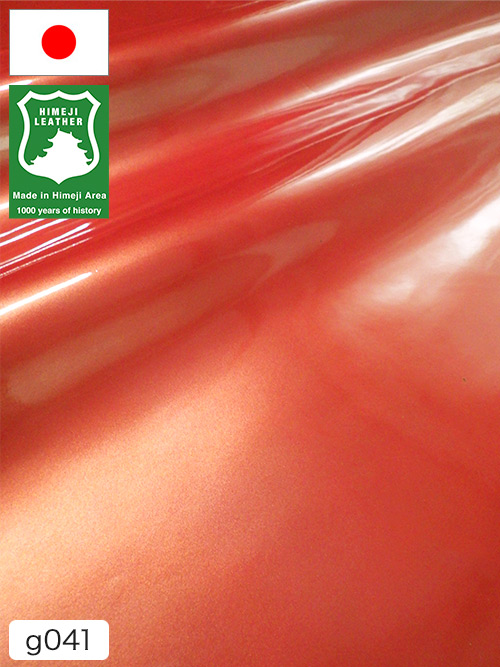 【半裁】牛クロム革 / 姫路レザー / エナメル / 1.3mm (メタリックレッド) [50%OFF]