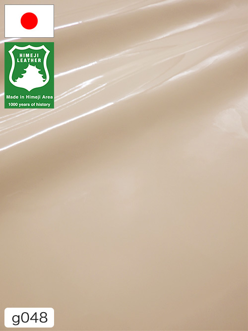 【半裁】牛クロム革 / 姫路レザー / エナメル / 0.9mm (ベージュ) [50%OFF]