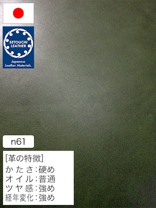 【半裁】牛革タンニン鞣し / セトウチレザー / スムース / 裏処理済 / 原厚2.5mm前後 (グリーン) [50%OFF]