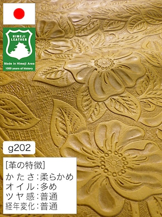 【半裁ハーフ】牛革クロム鞣し / 姫路レザー / 花柄型押し / 1.0mm (イエロー) [50%OFF]