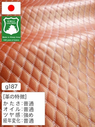 【半裁ハーフ】牛革クロム鞣し / 姫路レザー / ダイヤステッチ型押し / 1.0mm (メタリックオレンジ×白) [50%OFF]