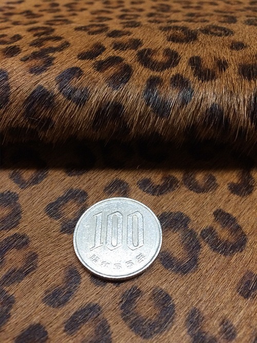 牛毛皮【各サイズ】1.5mm/プリント(ヒョウ柄・小)/茶