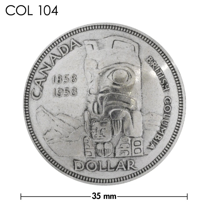 コンチョ / カナダ / DOLLAR銀貨 / トーテムポール / 銀色 / 35mm [30%OFF]