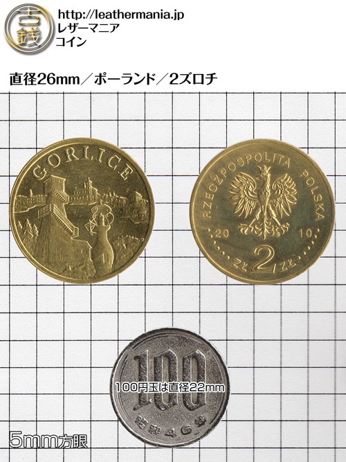 レザークラフト金具のコイン / ポーランド / 2ズロチ / 26mm