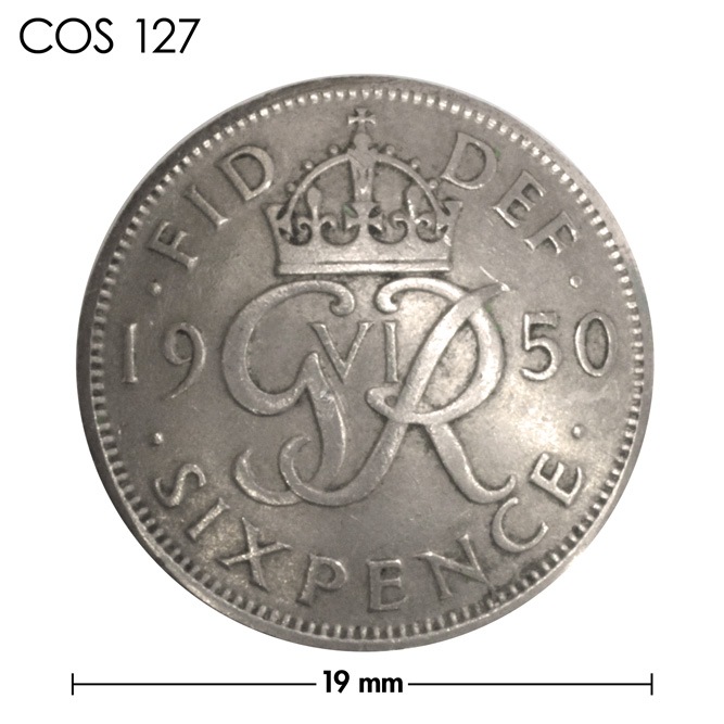 コンチョ/イギリス/6ペンス/王冠(1949年〜1951年)/銀色/19mm