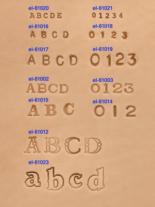 刻印の見本 レザークラフト工具の数字刻印棒セット / 9本組