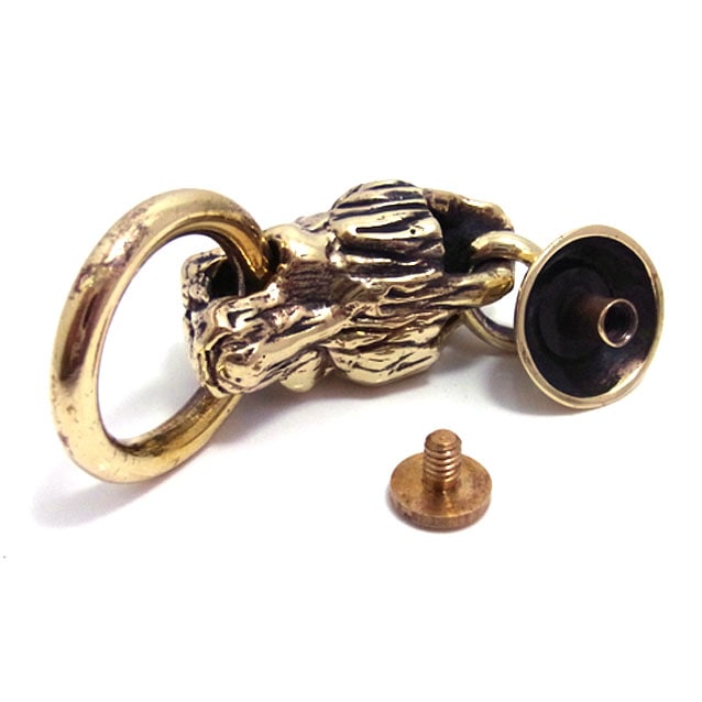 レザークラフト金具の真鍮製 / ドロップハンドル / ライオン