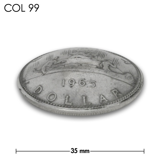 レザークラフト金具の銀貨 / コンチョ / カナダ / 1ドル / カヌー