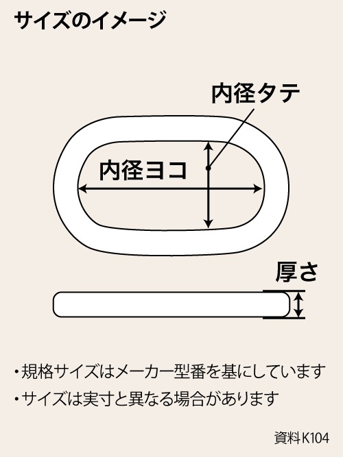レザークラフト金具の真鍮製 / 小判カン / イモノ (全4サイズ)