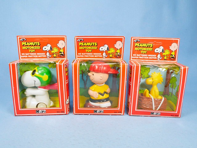 ビンテージ AVIVA '79 スヌーピー PEANUTS Motorized Toy 新品箱入 3個