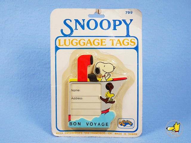ビンテージ Aviva '80s スヌーピー Luggage Tag 荷物札 “ Bon Voyage