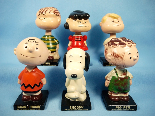 送料無料】ビンテージ Lego 1959年 スヌーピー Nodder 6体セット