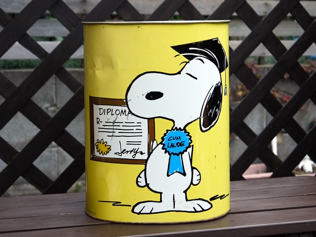 ビンテージ CHEIN '74 スヌーピー Trash box ゴミ箱 イエロー