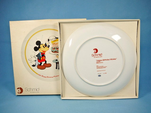 Schmidビンテージハッピーバースデーミッキー1978年記念プレート Schmidビンテージハッピーバースデーミッキー1978年記念プレート
