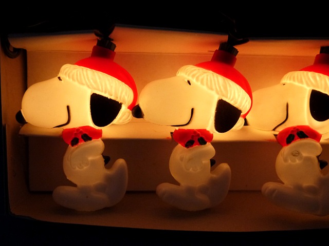 ビンテージ Kurt S Adler 80s スヌーピー サンタ イルミネーションライト 新品箱入 ビンテージ ピーナッツ 時計 ライト Locohana General Store