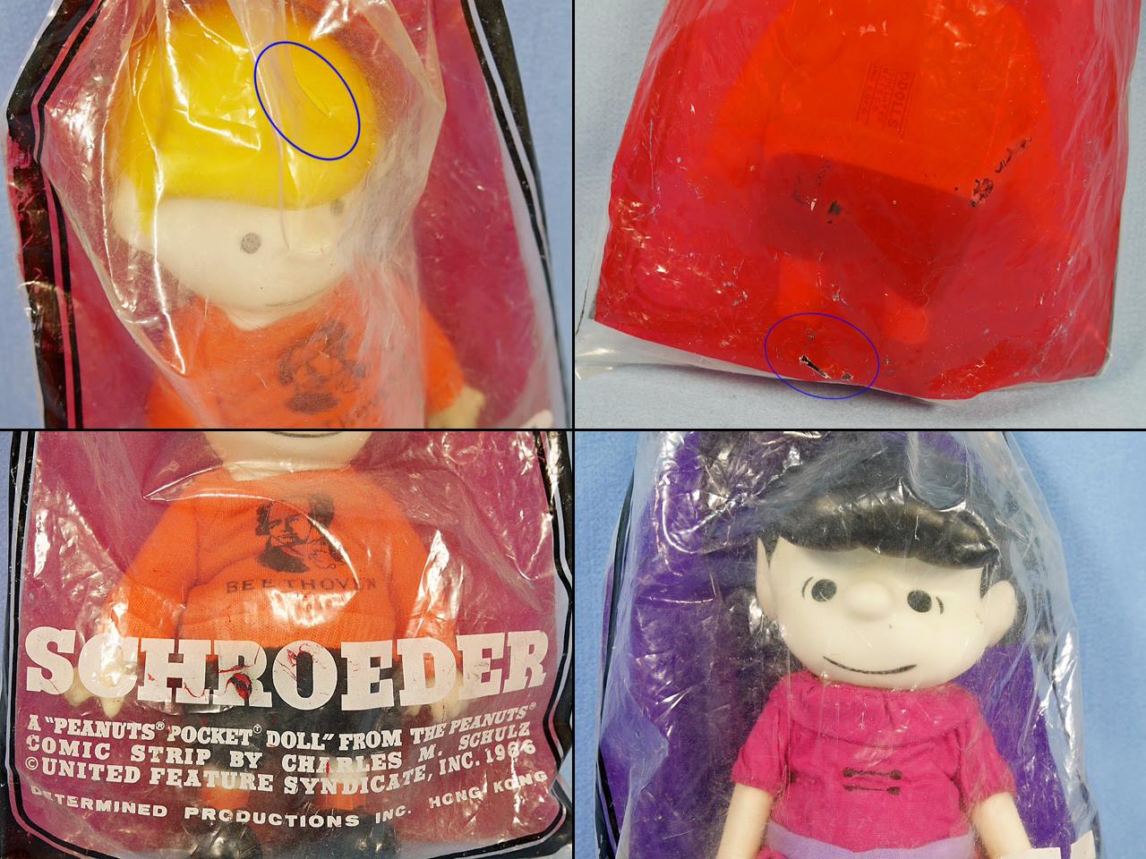 ビンテージ Determined '68 スヌーピー Pocket Doll 6体セット ピン付