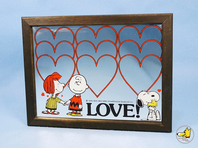 ビンテージ '70～'80s スヌーピー Mirror Picture 鏡 LOVE