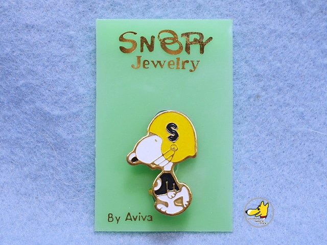 ビンテージ Aviva 1970～80's スヌーピー Pin フットボール 新品台紙付