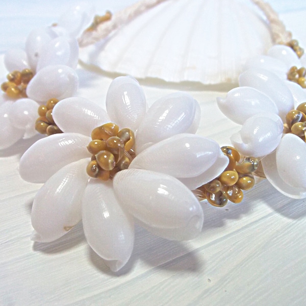 ラフィア・バブルシェルチョーカー <ホワイト・グリーン>／Locottsu