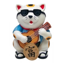 ハワイアン招き猫貯金箱-Good luck cat bank-ウクレレボーイキャット