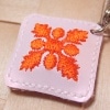 ハワイアンキルト刺繍携帯クリーナー　ウル　GP・ピンクオレンジ|ハワイアンキルト刺繍　携帯ストラップ・クリーナー