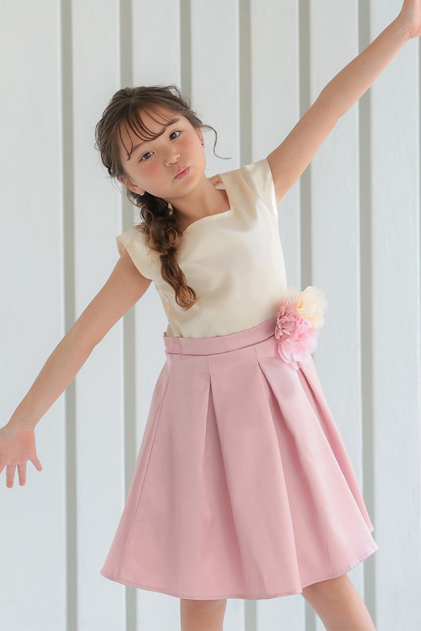 ピンクゴールドスパンメッシュワンピース 5-8歳 LMK31392NP