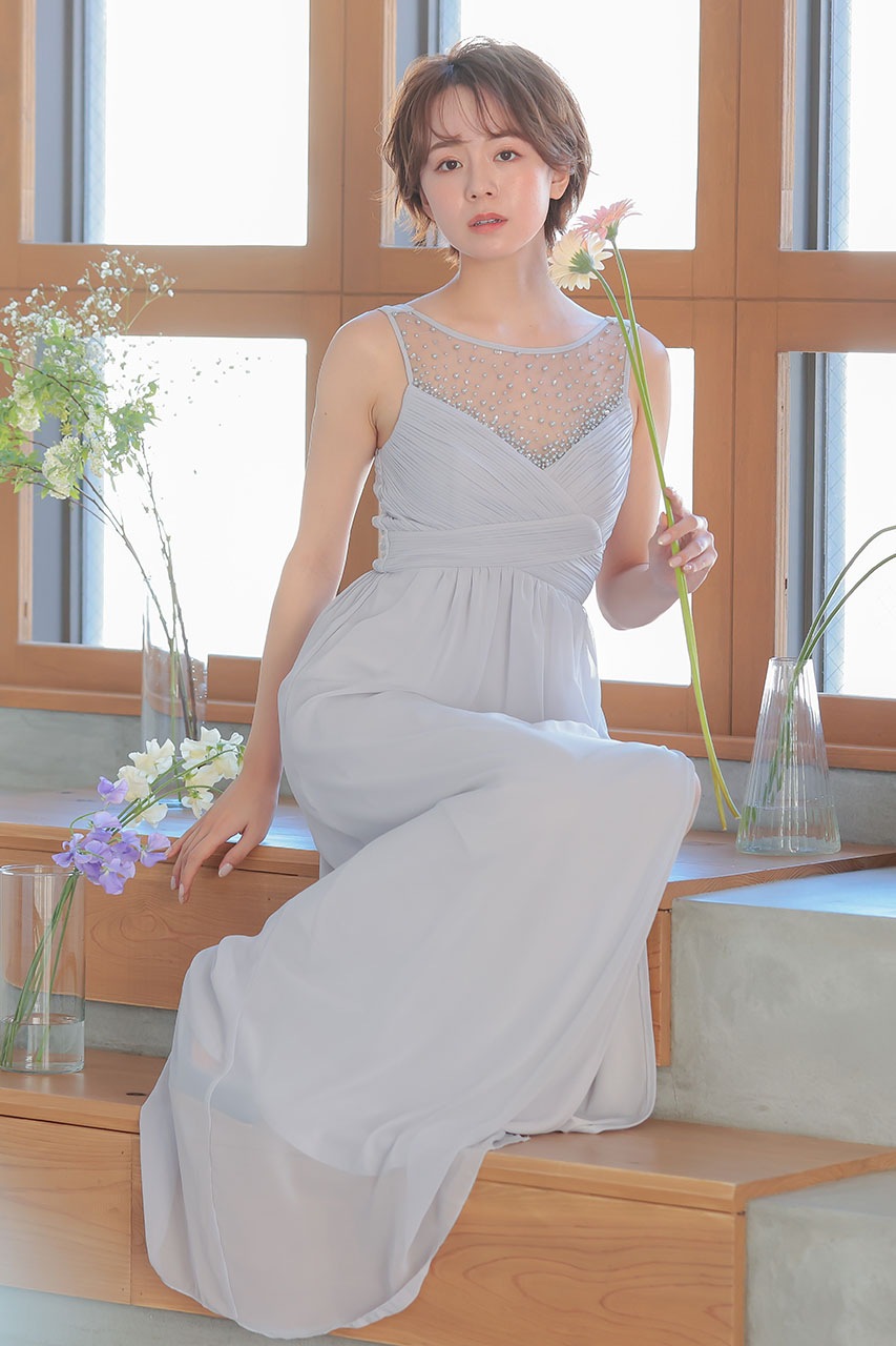 レイヤードパールロングドレス LM17840PK ｜パーティードレス・結婚式