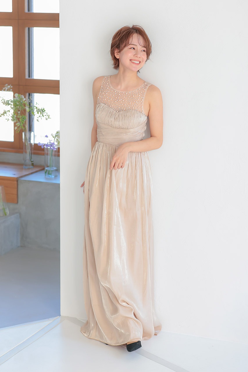 レイヤードパールロングドレス LM17840PK ｜パーティードレス・結婚式