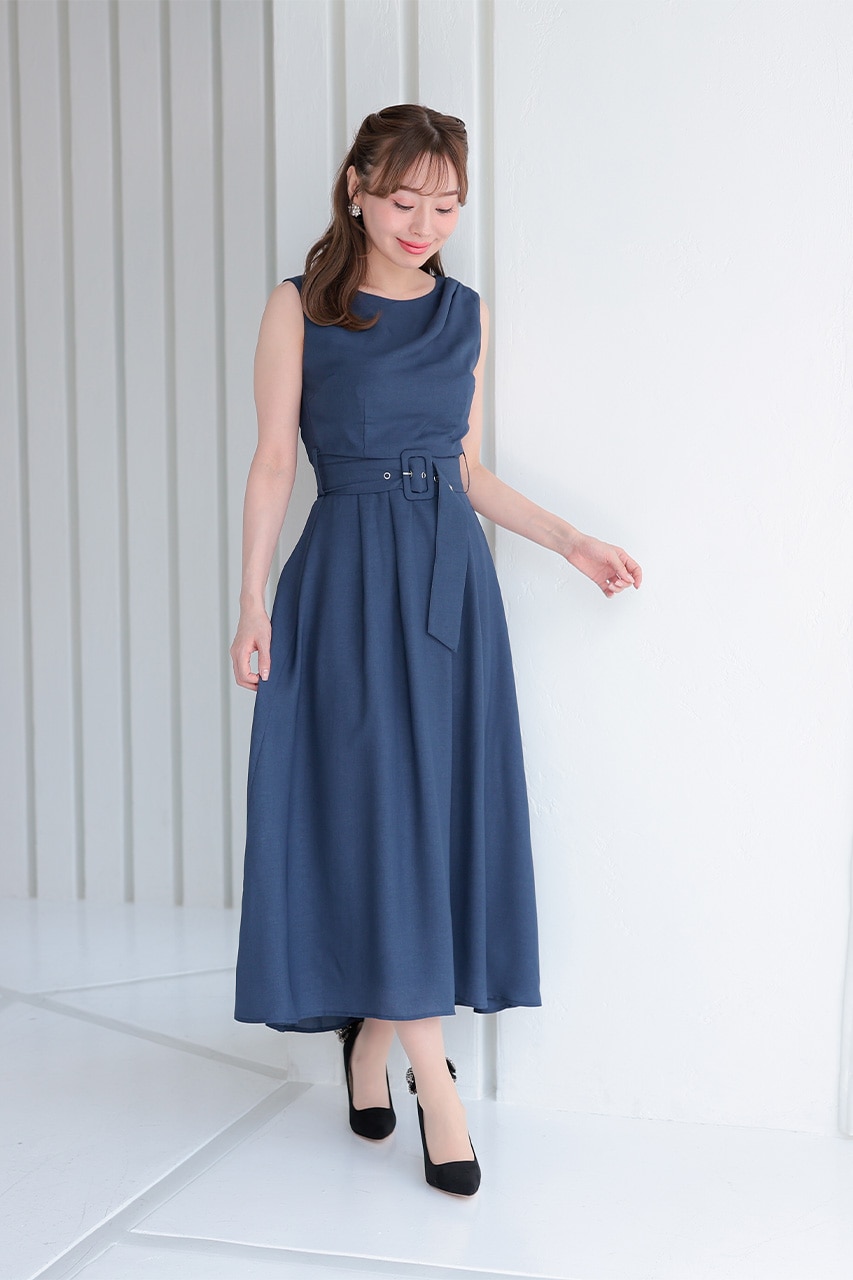 アウトレット品50%OFF】ウエストベルトタックワンピース Mサイズ