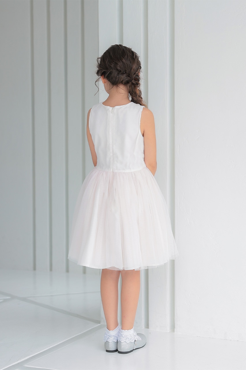 海外希少【VALENTINO】クレープクチュール ミニドレス ホワイト ウエストデザインチュールドレス 7-10歳 LMK2493OW |パーティー