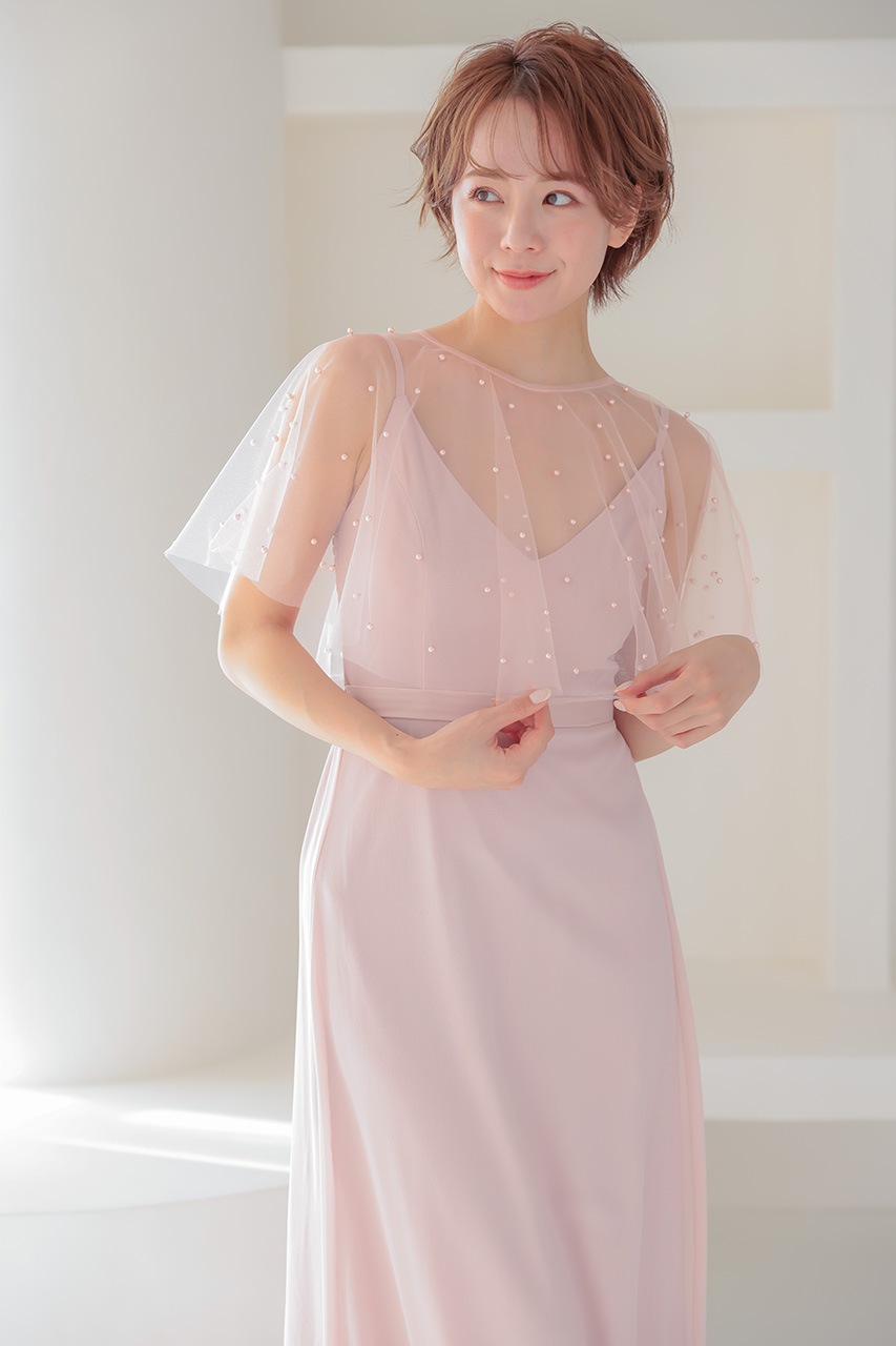 レイヤードパールロングドレス LM17840PK ｜パーティードレス・結婚式