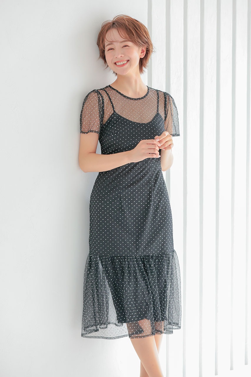 ドットメッシュワンピース Cbk パーティードレス ワンピースの通販classy And Fabulous