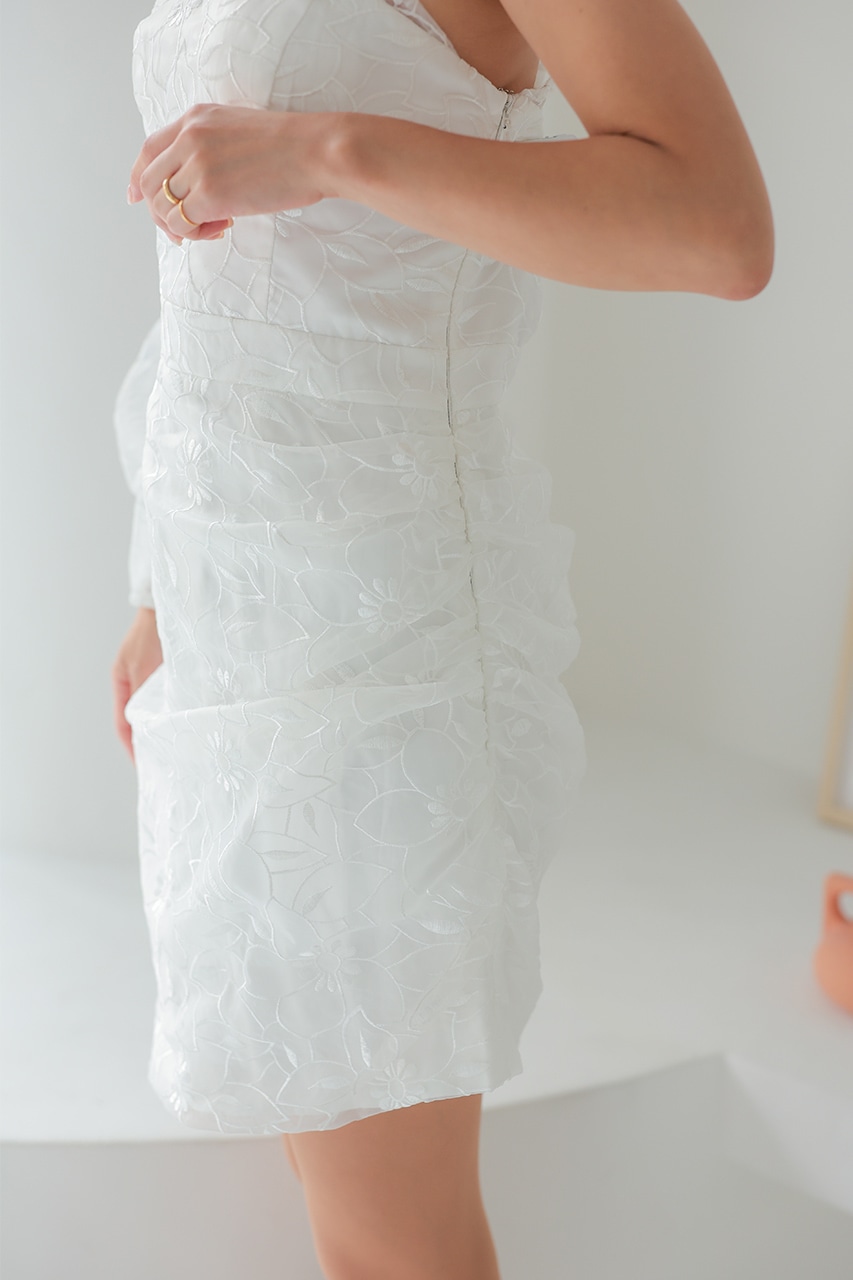 ワンショルダーバルーンスリーブミニドレス C81000WH